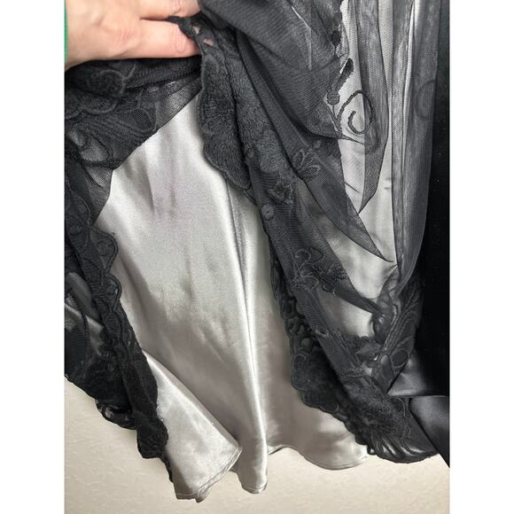 SL Fashions Black & Silver Babydoll Sheer Lace Cocktail Dress | Size 14 - Picture 6 of 13